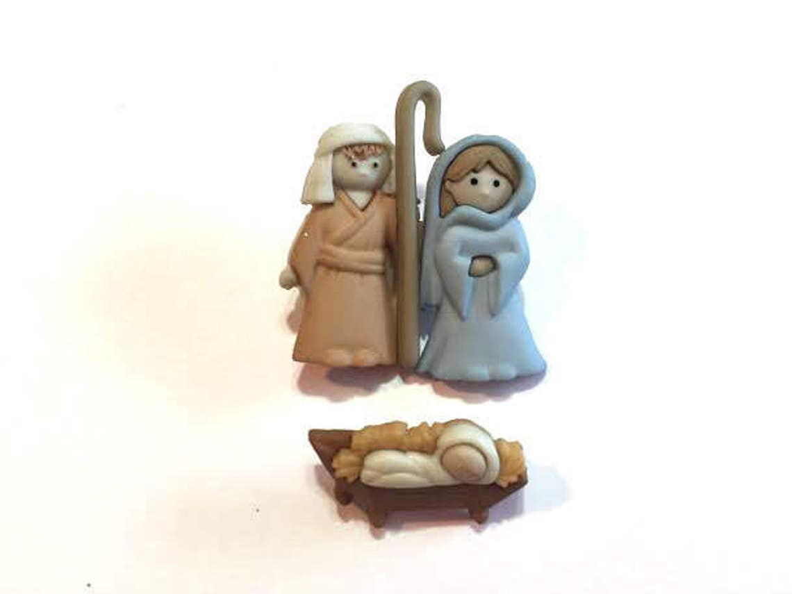 Nativity Button Collection Jesus Mary Joseph Set of 3 Shank Etsy