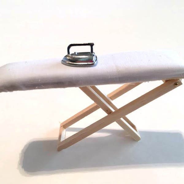 Miniature Folding Ironing Board & Iron Collection Set of 2 Dollhouse Furniture Home Decor Miniatures - 333