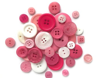 Pink & White Button Bonanza – 300+ Assorted Sewing Buttons (8 Oz) - BB101