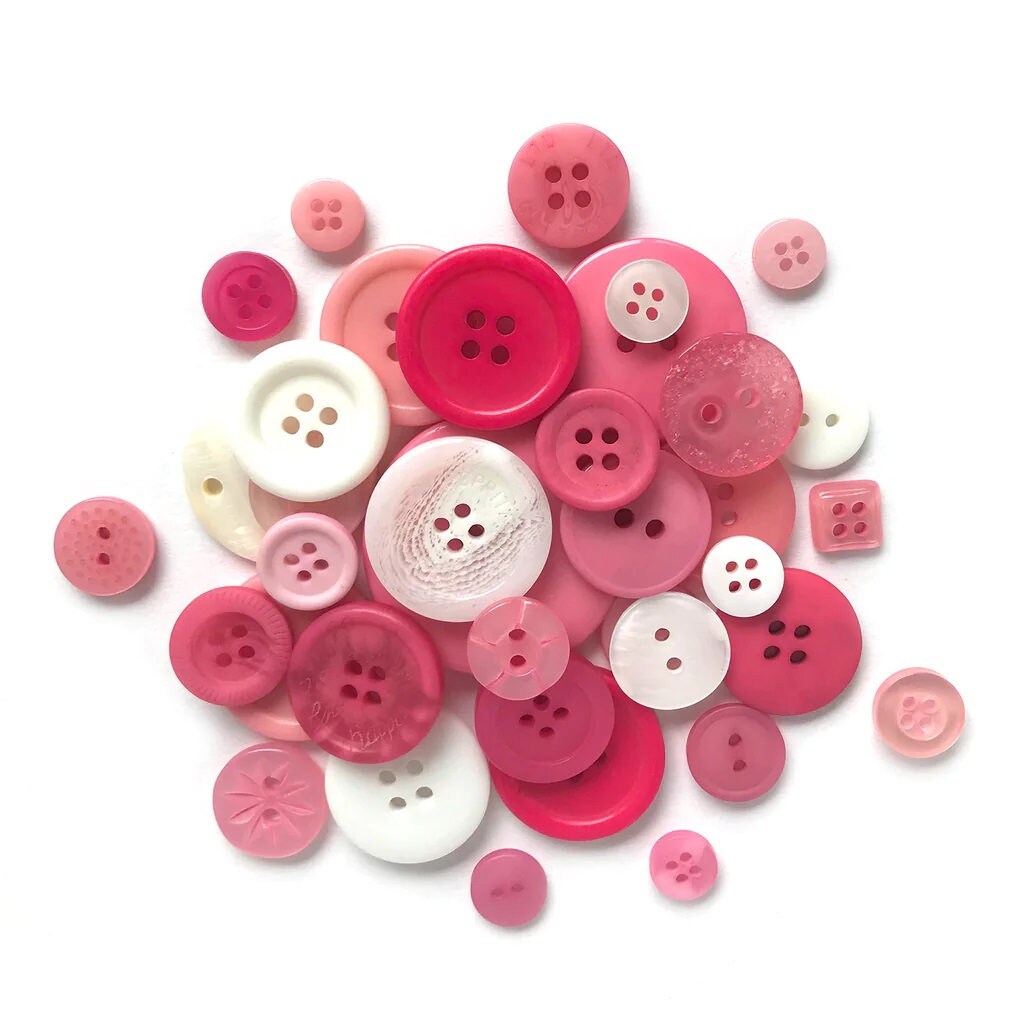 My Love Heart Buttons / Buttons Galore / Glitter Red & Pink Swirl