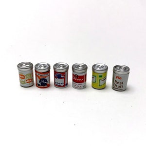 Miniature Beer Cans Collection Set of 6 Dollhouse Food Kitchen Home Decor Miniatures - 484