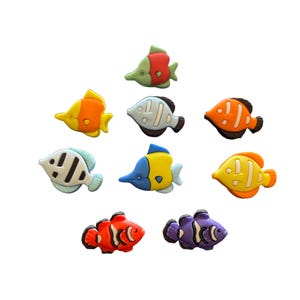 Tropical Fish Buttons Galore Collection Fishes Set of 9 Shank Back (Fish May Vary) - 1175 E