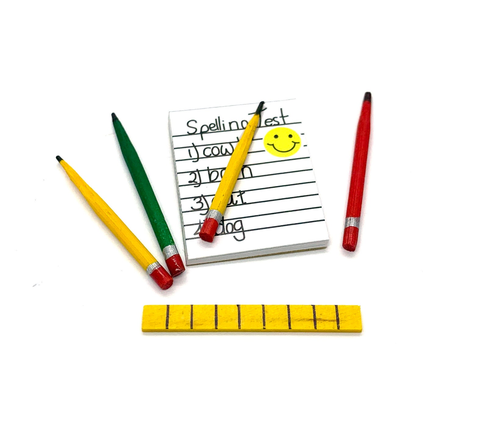Miniature Spelling Test Pencil Dollhouse School Home Decor Etsy