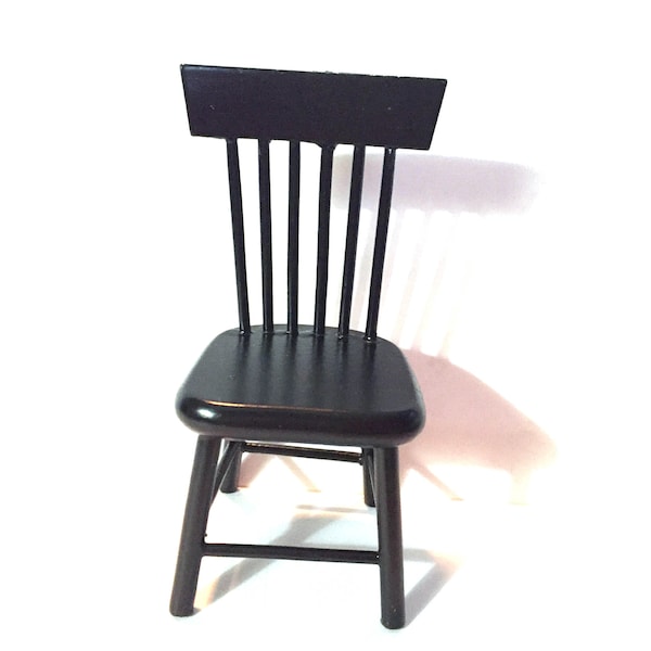 Miniature Kitchen Chair Wood Black Mid Century Side Chair Dollhouse Furniture Home Decor Miniatures - DH22