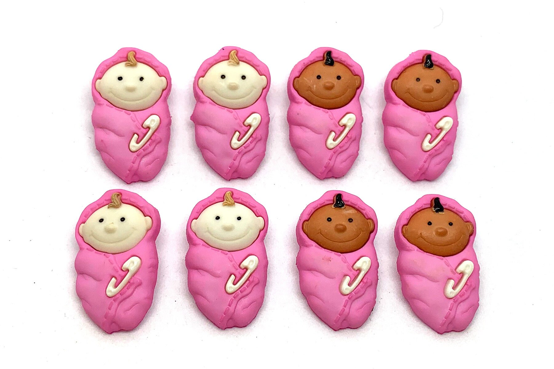 Set of 4 Bundled Baby Girl Buttons White Black Face Color Etsy