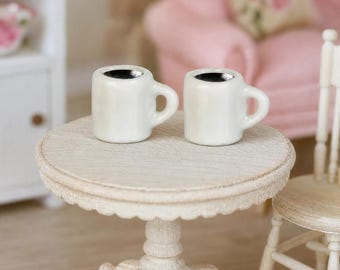 Miniature Filled Coffee Mugs - Dollhouse Kitchen Decor, Set of 2 - 1161 G