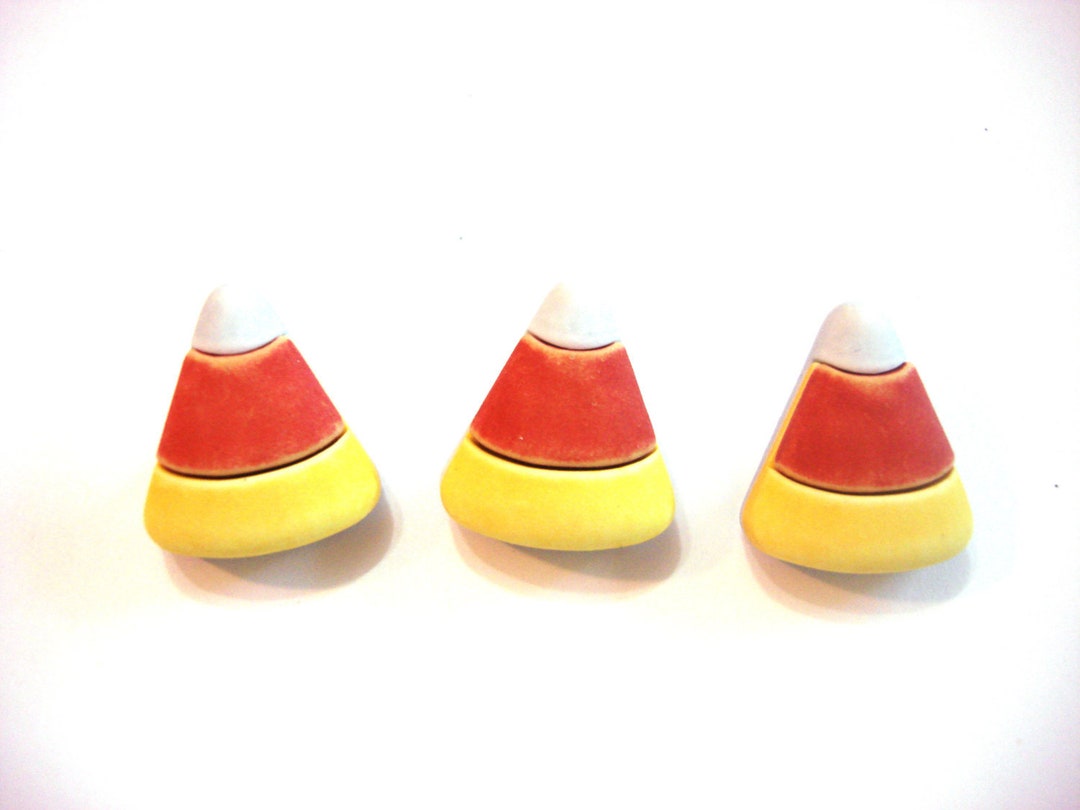 Candy Corn Buttons Galore 3/4 Halloween Shank Back 3D MATTE FINISH H103