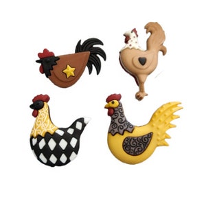 Chicken Buttons Hen House Collection Shank Back Set of 4 Jesse James Dress It Up Buttons - 1287