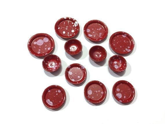 Artisan Crafted Silver Metal Bowl of Red Grapes 1:12 Dollhouse Miniatures