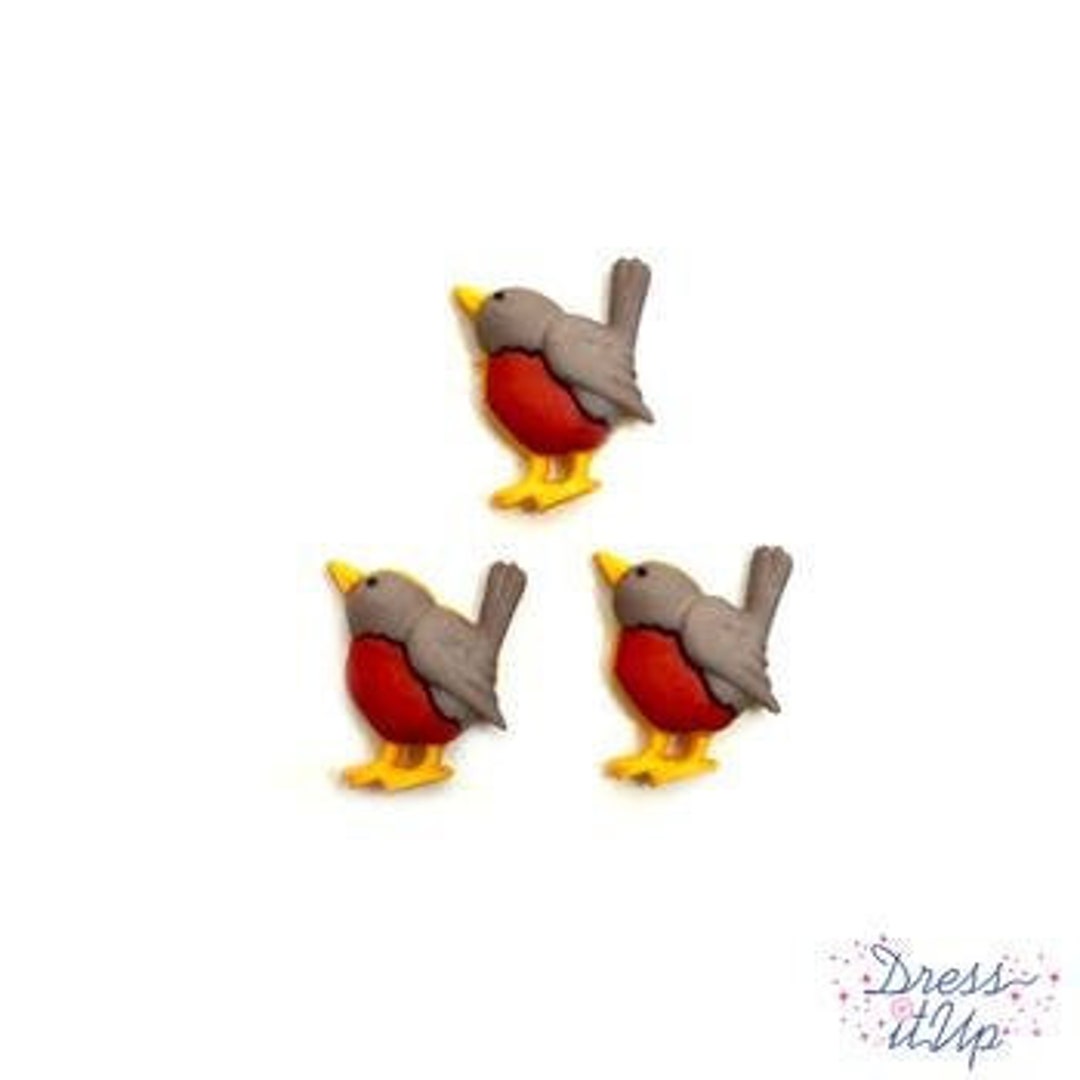 Red Robin Buttons Feathered Friends Shank Back Jesse James Dress It up ...