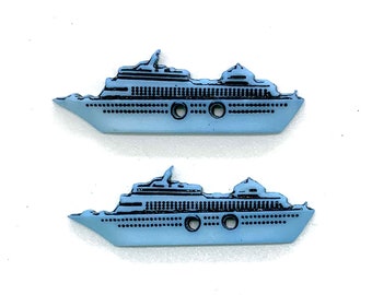 Cruise Ship Buttons Galore Sea Cruise Two Hole Sew Thru Flat Back Shades Of Blue - 113 B W166