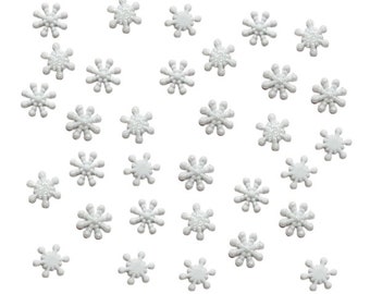 NEW Micro Mini Itty Bitty Snowflakes Button Collection (7/16") Set of 30 Shank Back MATTE & GLITTER - M103 A