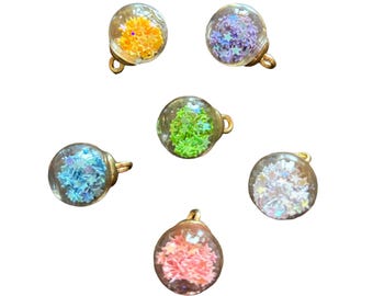 Miniature Glass Bubble Ball Charms Loop End by Shelly Pastels Colors Vary - 1429 B