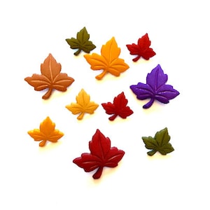 Leaf Buttons Galore Collection Autumn Leaves Assorted Sizes Set of 10 Shank Flat Back Choice Colors May Vary 180