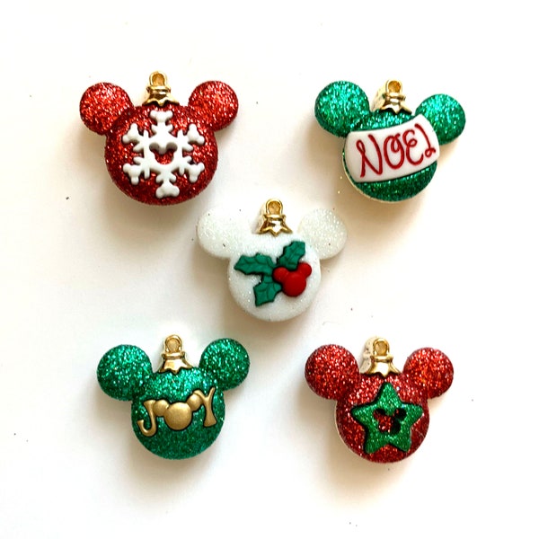 Disney Mickey Tree Ornaments Buttons Collection Christmas Set of 5 Shank Back Licensed Jesse James Dress It Up Buttons - D15