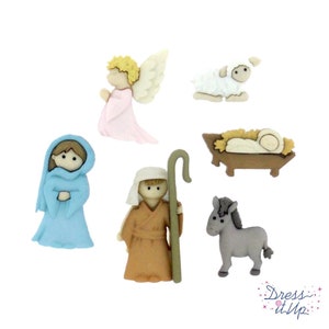 NEW Nativity Buttons Collection Set of 6 Shank Back Christmas Jesse James Dress It Up Buttons - 1505