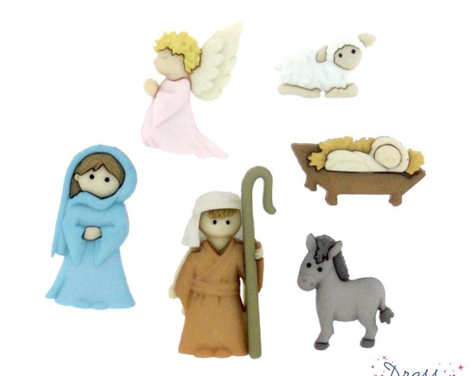 NEW Nativity Buttons Collection Set of 6 Shank Back Christmas Jesse