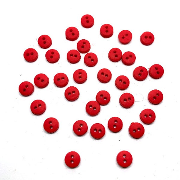 6MM Mini RED Round Buttons Galore 1/4" Sold By Weight Tiny Two Hole Sew Thru BG134
