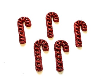 Glitter Red Candy Cane Embellishment Flat Back Deck The Halls Craft Supply by Jesse James Dress It Up Buttons - 1310