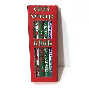 SALE Miniature Christmas Wrapping Paper Box Collection Gift Wrap 5 Rolls Dollhouse Holiday Home Decor Miniatures - 390