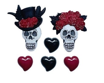 Gothic Love Buttons Collection Halloween Set of 6 Shank Back - 1487