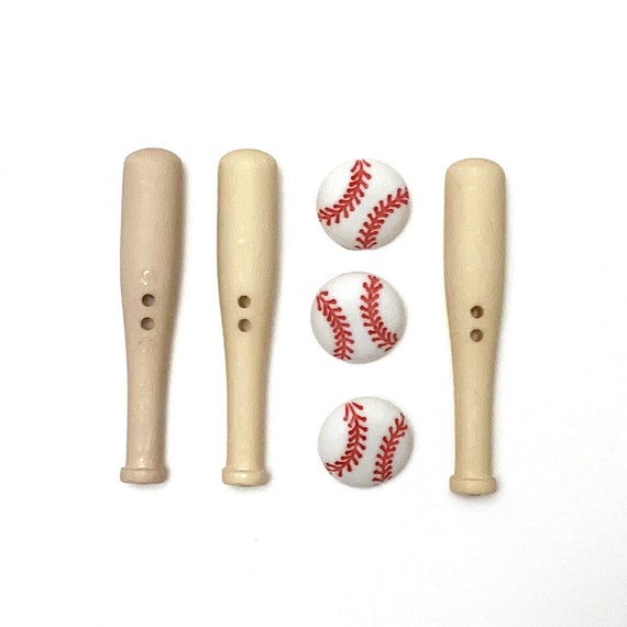 Baseball Bat and Balls Button Collection Set of 6 Sew Thru & Etsy
