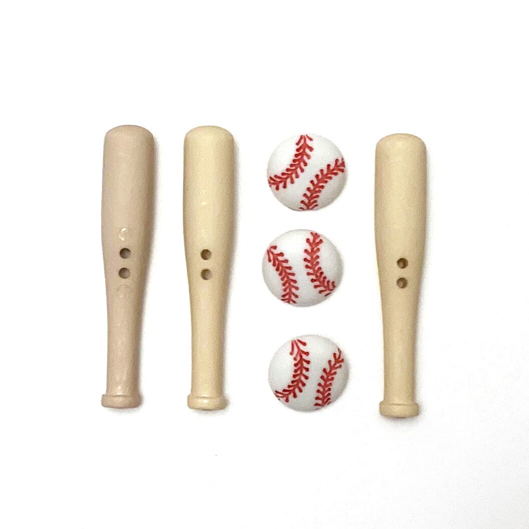 Baseball Bat and Balls Button Collection Set of 6 Sew Thru & Etsy