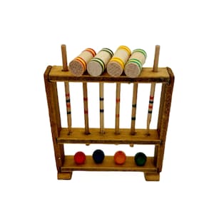 Miniature Croquet Set Mallets Separate Pieces Dollhouse Home Decor Miniatures  - 406