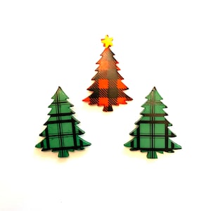 Plaid Tree Buttons Collection Home For The Christmas Holidays Shank Flat Back Choice Jesse James Dress It Up Buttons 1526 A