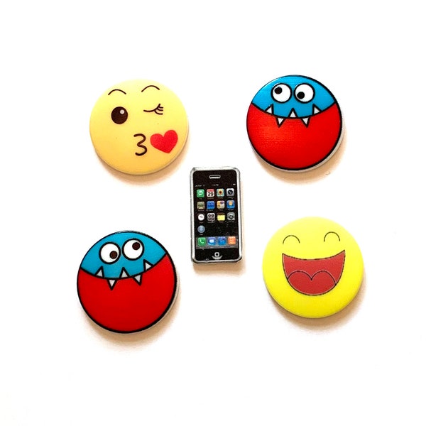 NEW Smartphone & Emojis Embellishments Collection Cellphone Cell Phone Emoticon Set of 5 Scrapbook Flat Back Craft Supply - CA78 1283