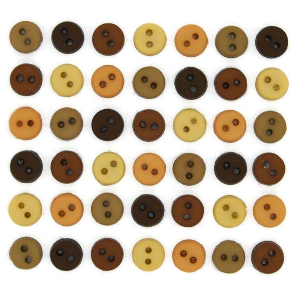 6MM Mini Round NATURAL Buttons Collection Neutral 1/4" Sold By Weight Tiny Two Hole Sew Thru Jesse James Dress It Up Buttons