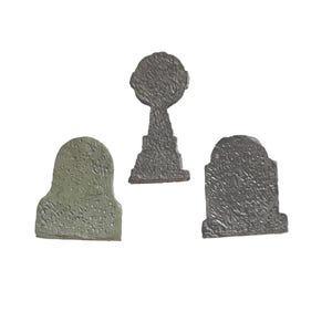 Miniature Halloween Graveyard Tombstone Collection Head Stone R.I.P. Set of 3 Dollhouse Fairy Garden Home Decor Miniatures - 1124