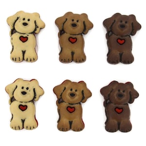Dog Buttons Collection Heart Ruff Ruff Set of 6 Shank Back Jesse James Dress It Up Buttons  - 838 W167