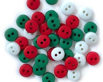 6MM Mini CHRISTMAS Round Buttons Galore Collection 1/4" Diameter Sold By Weight Tiny Two Hole Sew Thru