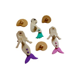 Mermaid Buttons Splish Splash Set of 6 Shank Flat Back Choice Jesse ...