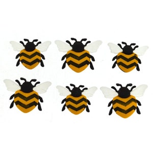 Bee Happy Buttons Bumble Bees Shank Back Jesse James Dress It Up Buttons Clear Wings - 705