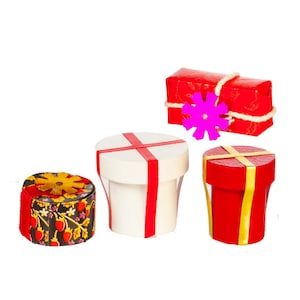 Miniature Christmas Present Collection Gifts Set of 4 Dollhouse Holiday Home Decor Miniatures - 574
