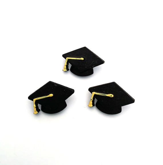 Graduation Cap Hat Buttons Shank Flat 