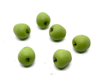 NEW Miniature Green Apples Set of 6 Dollhouse Food Kitchen Home Decor Miniatures - 1163 C