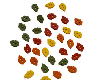 Tiny Racking Leaves Collection Assorted Colors Two Hole Sew Thru Flat Backs Sold By Weight Jesse James Dress It Up Buttons - 1002 B