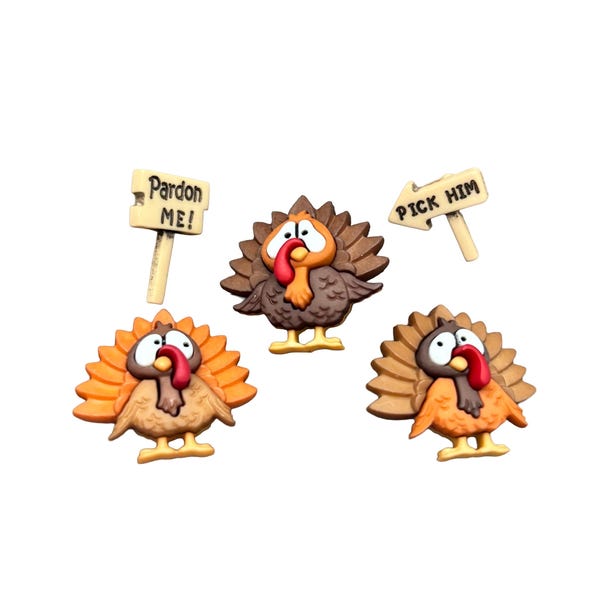 Turkey Trot Buttons Collection Thanksgiving Signs Shank Back Jesse Dress It Up - 667