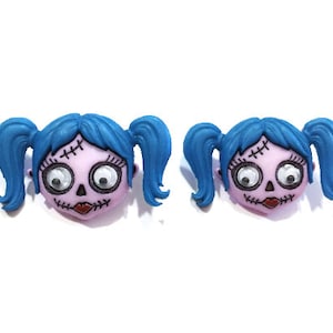 Zany Zombies Halloween Buttons GIRL Shank Flat Back Choice Jesse James Dress It Up Buttons - H111 B