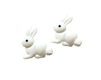 Bunny Buttons Rabbits SHANK Flat Back Choice Jumpin&#39; Around Jesse James Dress It Up Buttons WHITE 1520