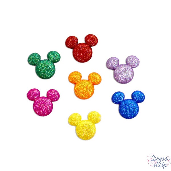 Disney Glitter Mickey Mouse Ears Button Collection Shank Flat Back Choice Jesse James Dress It Up Buttons Disney Licensed - D9