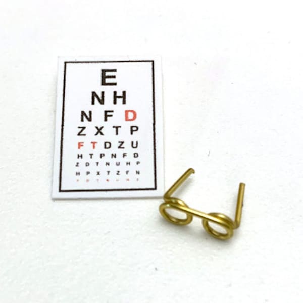 Miniature Eye Chart Glasses Dollhouse Medical Home Decor Miniatures - 328 1161 O CA61