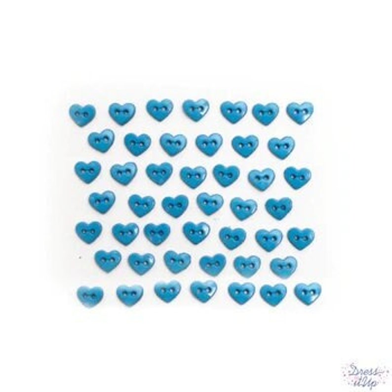 SALE 7MM Hearts Buttons Sold By Weight Two Hole Sew Thru Jesse James Dress It Up Buttons HARBOR BLUE JJ100 image 1