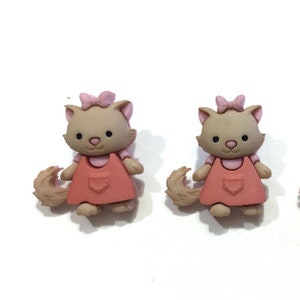 Girl Cat Buttons Kittens Shank Flat Back Choice Jesse James Dress It Up Buttons - 1291
