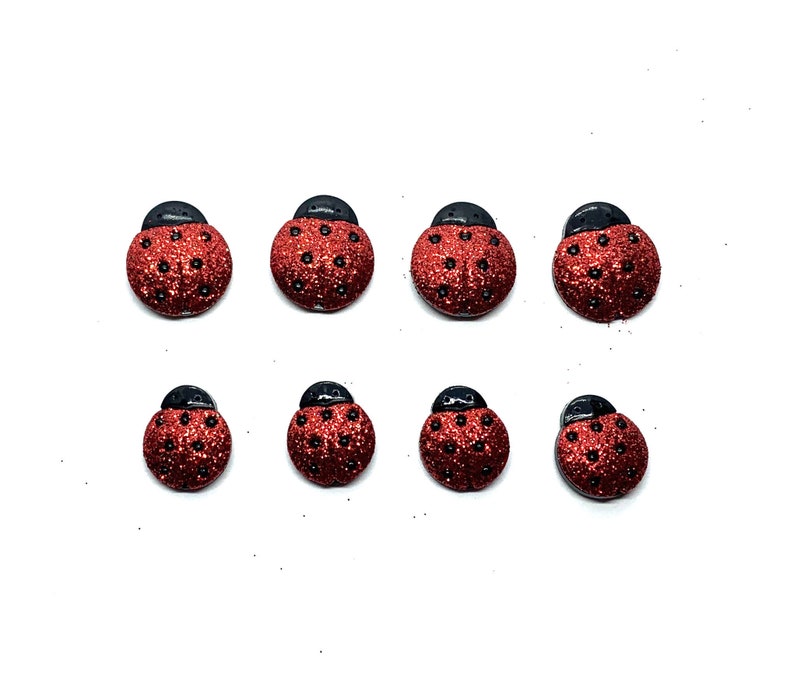 Glitter Ladybug Buttons Collection Lady Bugs Set of 8 Shank Etsy