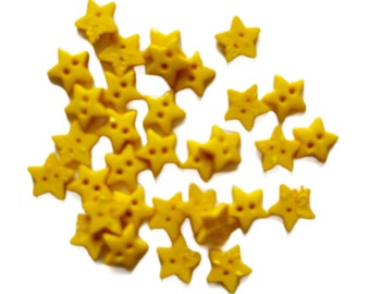 NEW Micro Mini YELLOW STARS Buttons Galore 1/4" Sold By Weight Two Hole Sew Thru Flat Back - M102 C