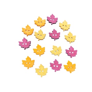Mini Hello Autumn Leaves Buttons Galore 5/8" Two Hole Flatback - 534